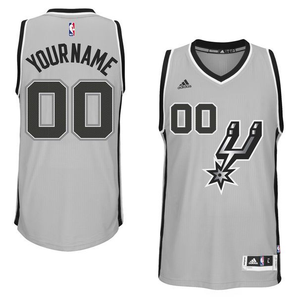 Men San Antonio Spurs Adidas Gray Custom Swingman Alternate NBA Jersey